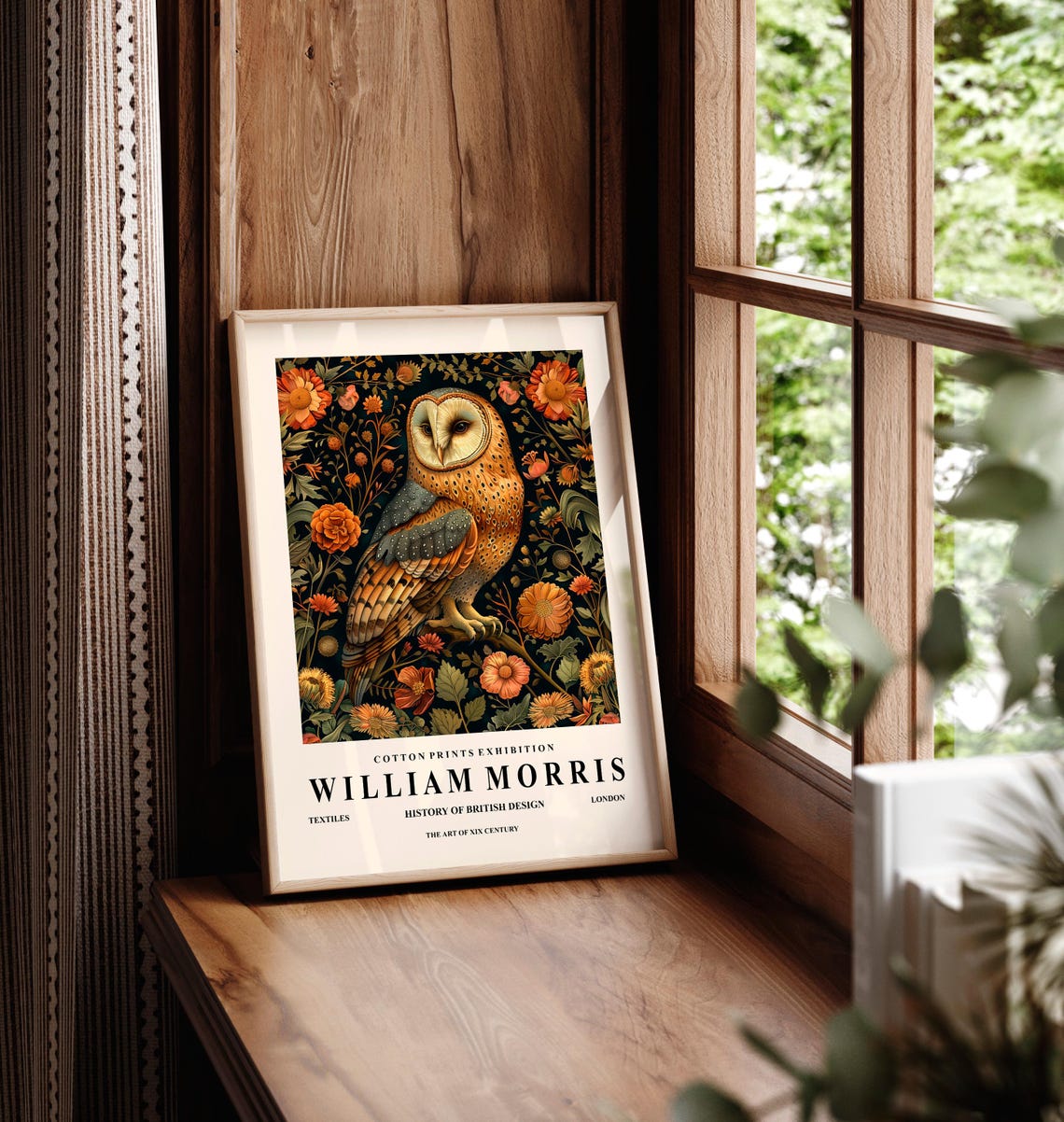 William Morris Style Owl Floral Exhibition Botanical Wall Art - Image 6