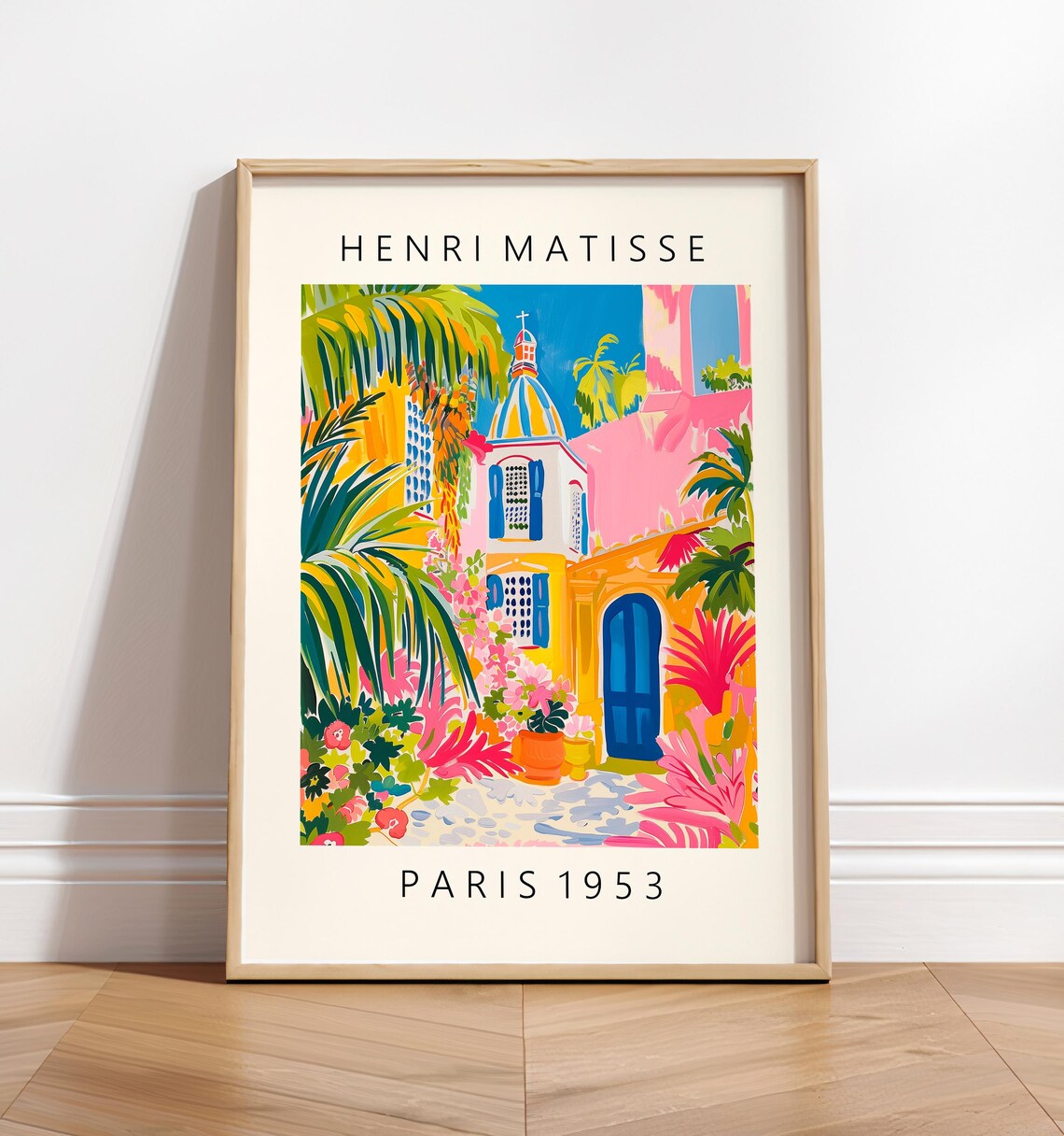 Henri Matisse Style Colorful Courtyard with Dome Tower Paris 1953 Poster