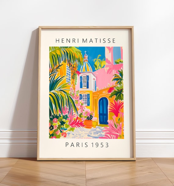 Henri Matisse Style Colorful Courtyard with Dome Tower Paris 1953 Poster