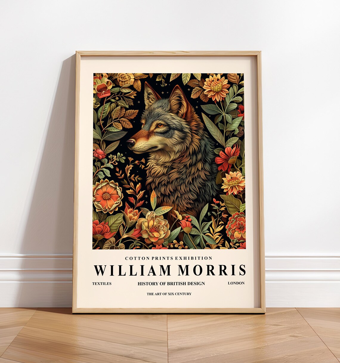 Wolf Art Print, William Morris Dark Cottagecore
