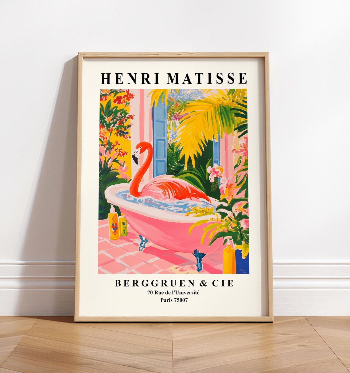 Flamingo In Bathtub Funny Bathroom Art Print