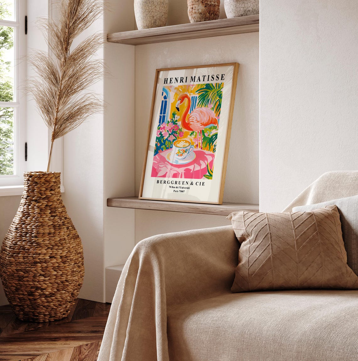 Henri Matisse Style Flamingo Latte Cup Pink Tropical Berggruen Poster - Image 6