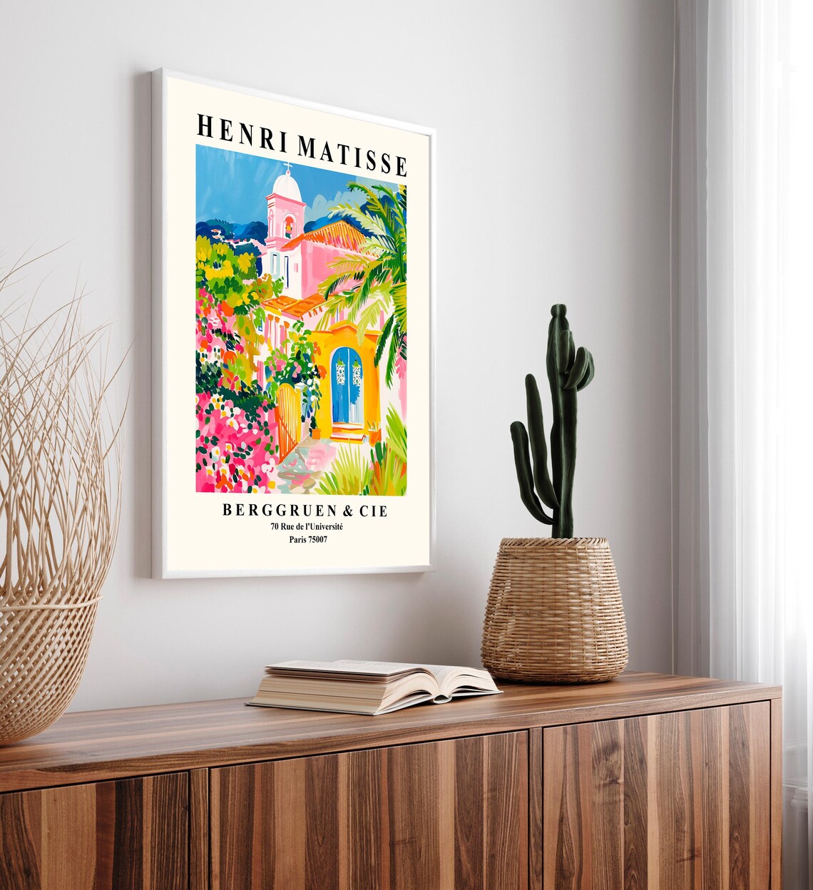 Henri Matisse Style Pink Church Bell Tower Tropical Garden Art Poster - Image 5