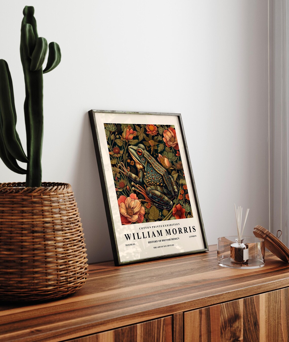 Dark Cottagecore Frog Art Print, William Morris Botanical - Image 2