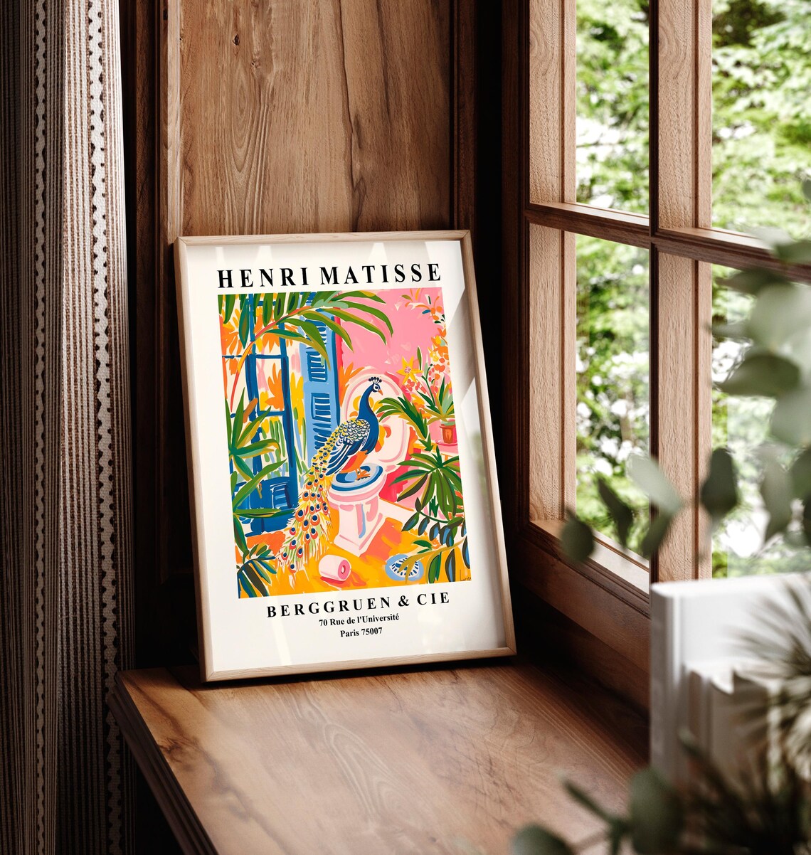 Peacock On Toilet, Matisse-Inspired Bathroom Art Print - Image 6