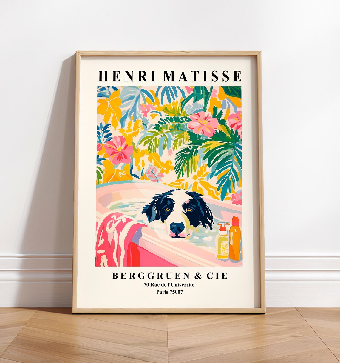 Border Collie Aesthetic Bathroom Decor, Boho Art Print
