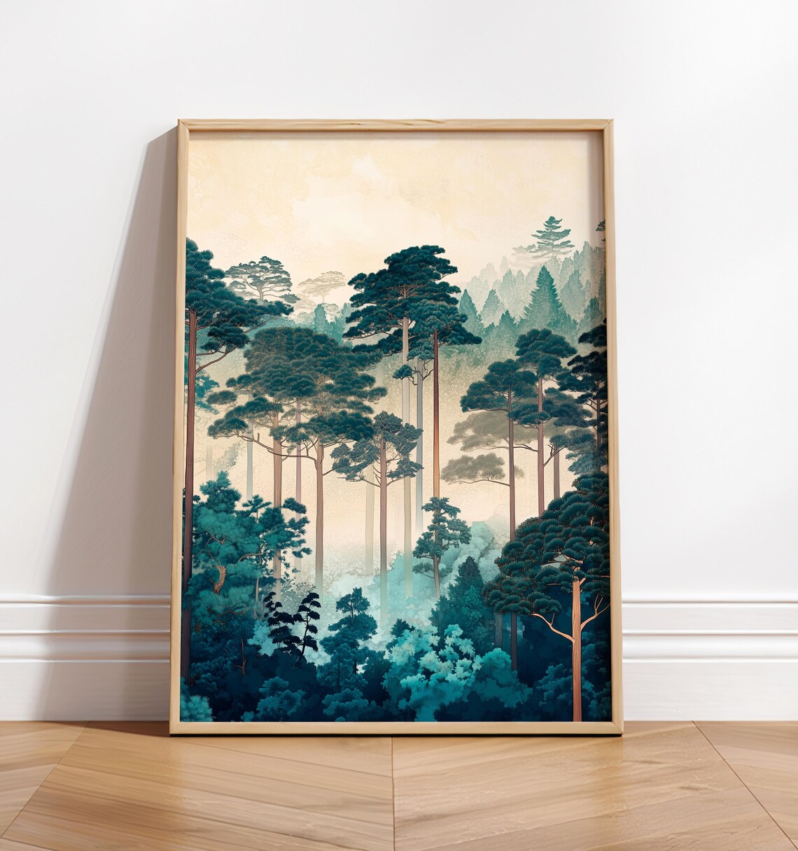 Japanese Forest Landscape, Japandi Art Print
