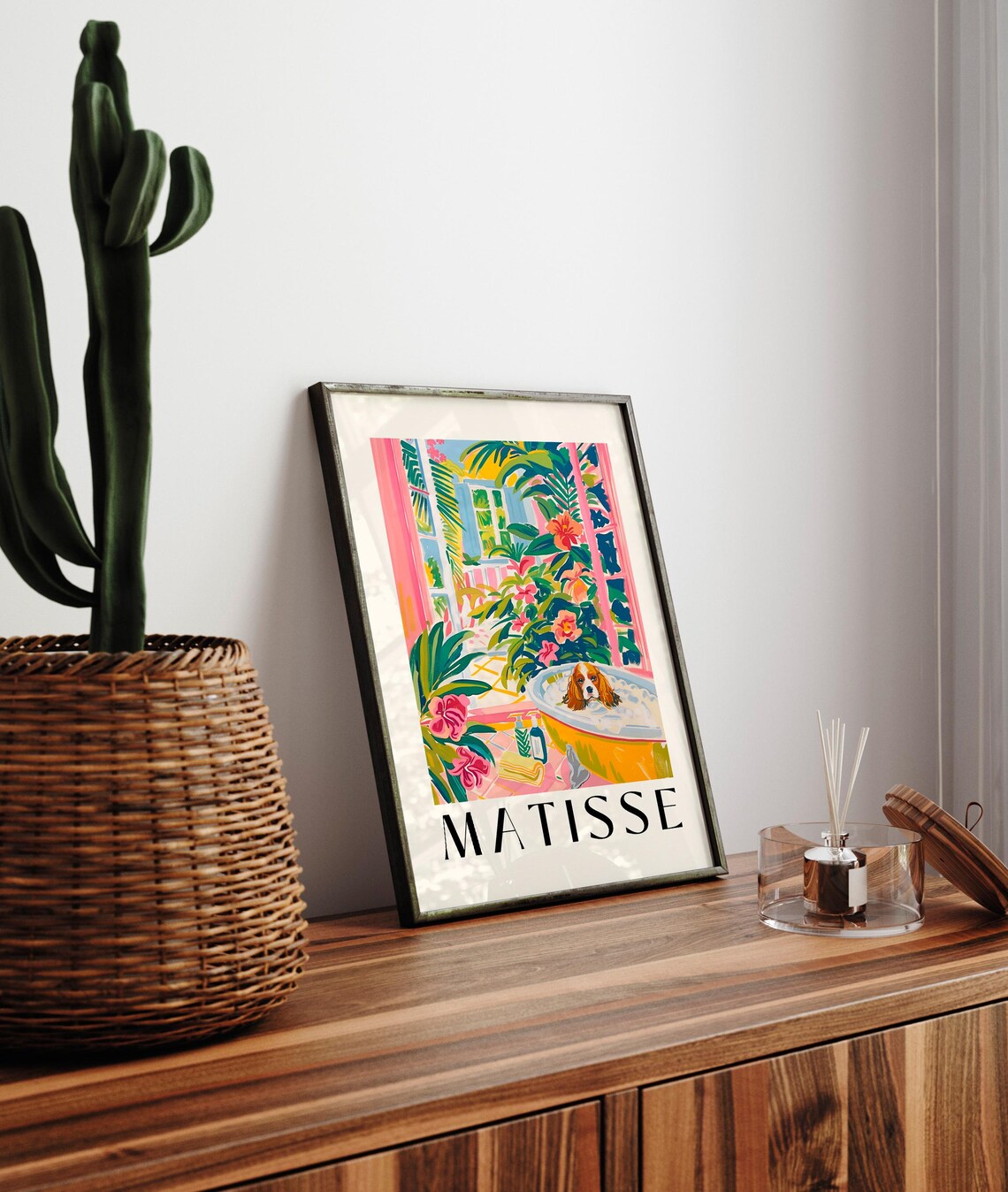 Cavalier King Charles Spaniel Bath Art Print, Matisse-Inspired - Image 3