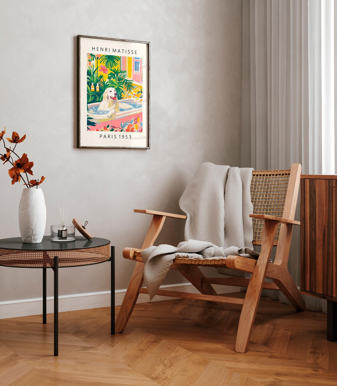 Great Pyrenees in Bathtub, Matisse-Inspired Poster - Image 2