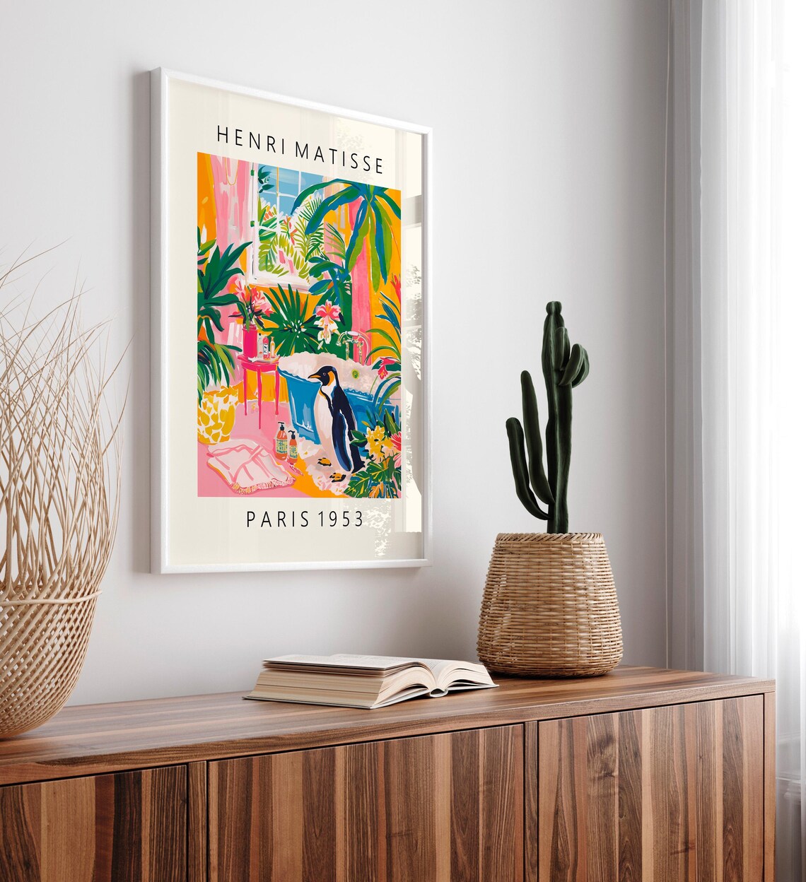 Funny Penguin Poster, Pink Tropical Bathroom Art - Image 5