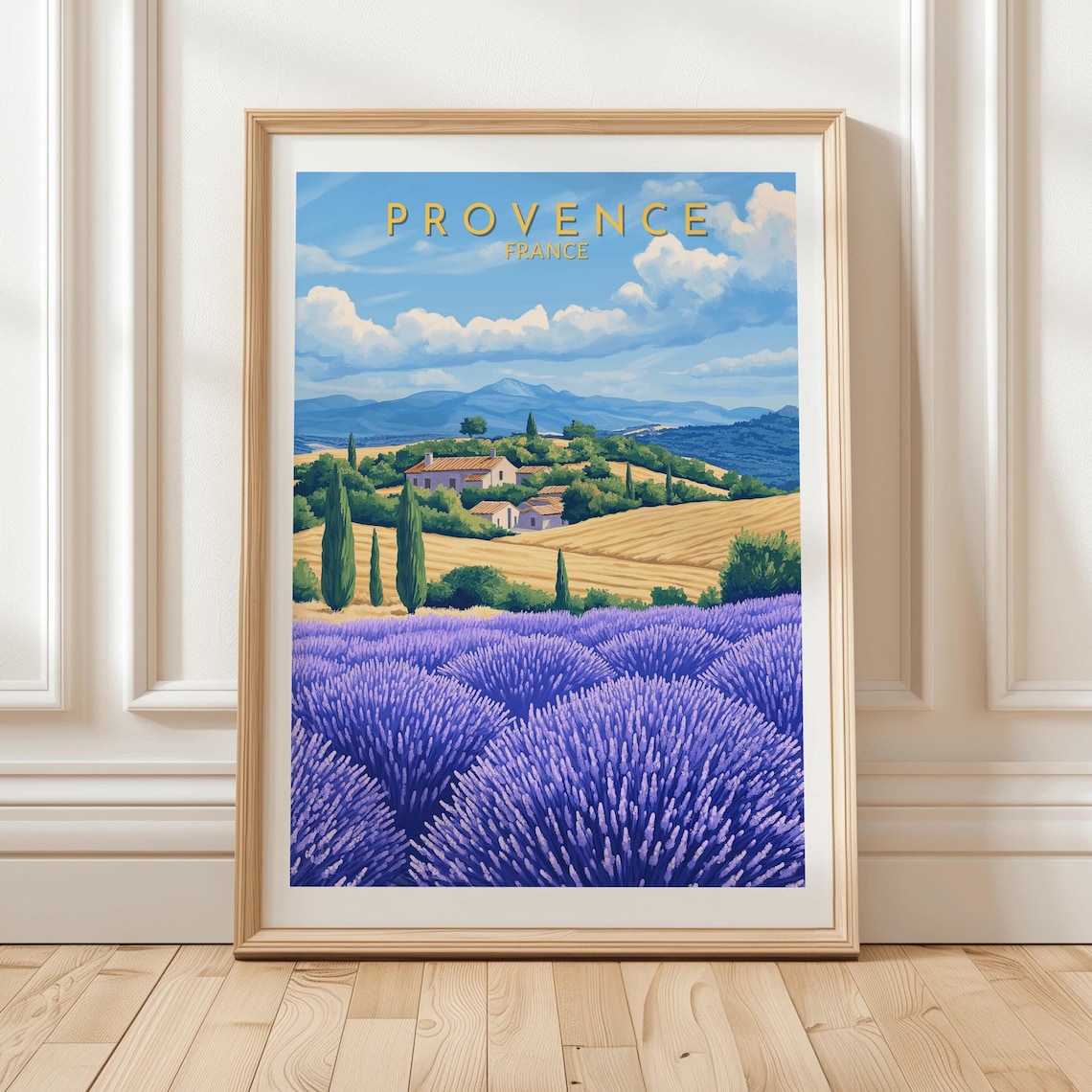 Provence France Lavender Fields Farmhouse Countryside Travel Poster