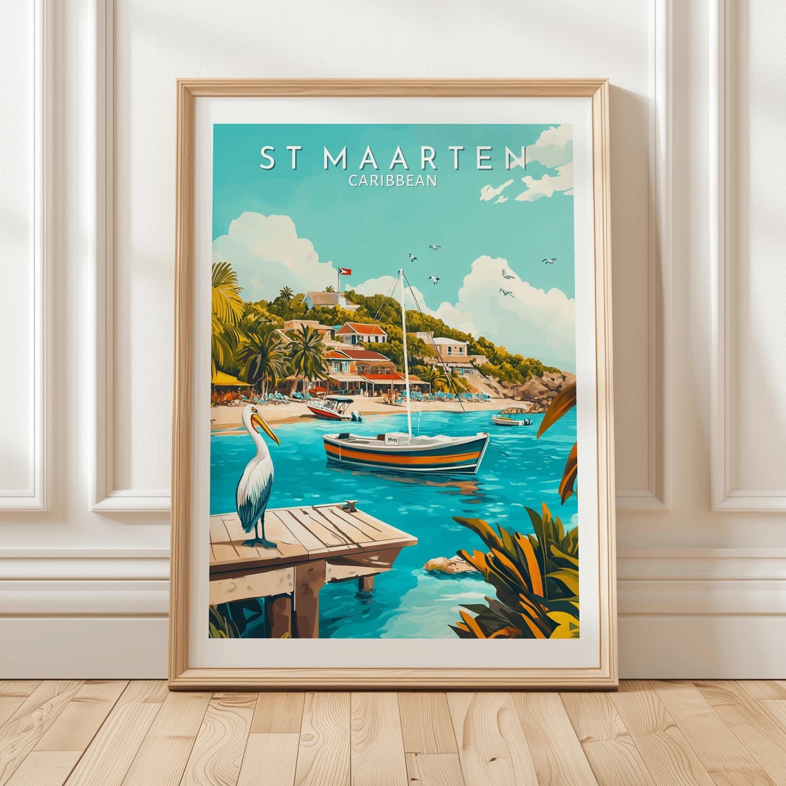 St Maarten Caribbean Island Coastal Village Pelican Pier Poster