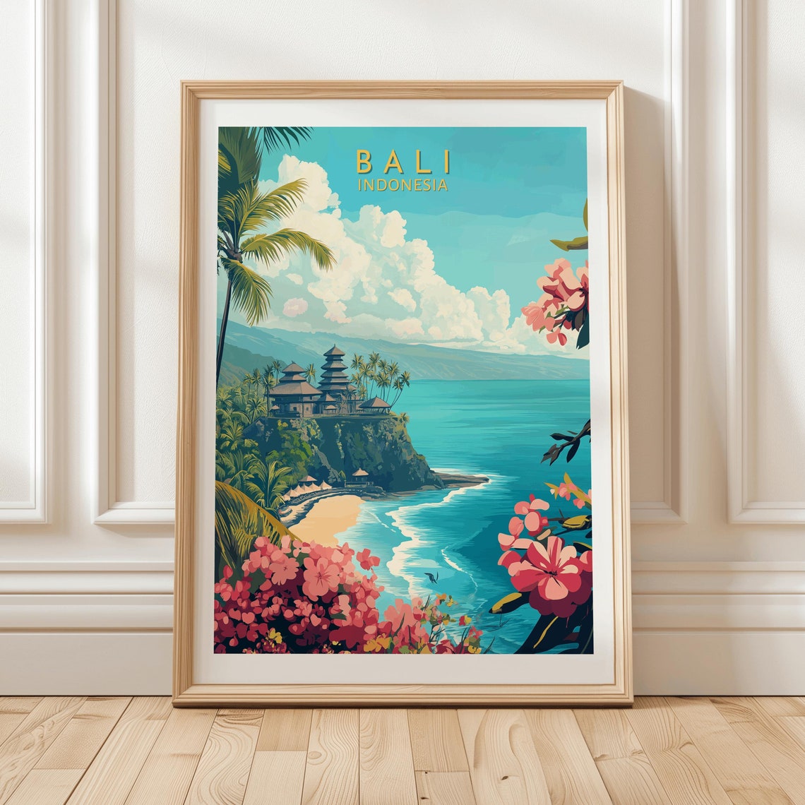Bali Indonesia Cliffside Temple Ocean Tropical Travel Poster