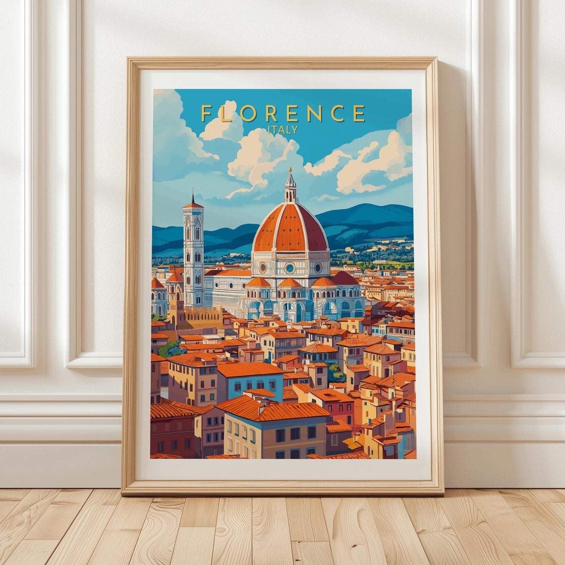 Florence Italy Duomo Cathedral And Tuscan Rooftops Daytime Poster