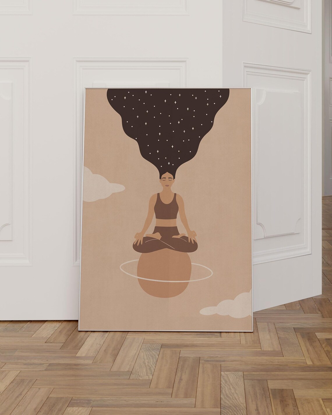 Boho Yoga Pose Art Print, Abstract Woman