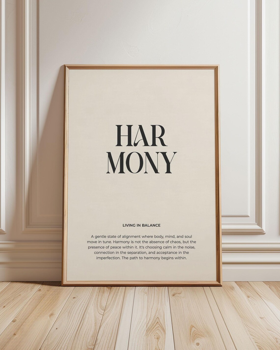 Harmony Definition Poster, Mindfulness Wall Art