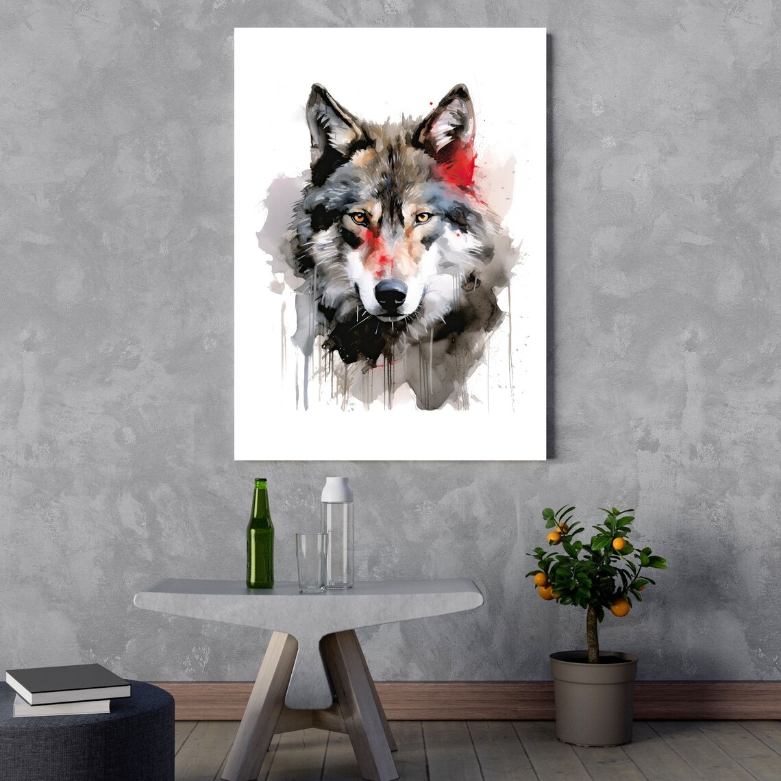 Black Wolf Watercolor, Modern Wildlife Decor - Image 3