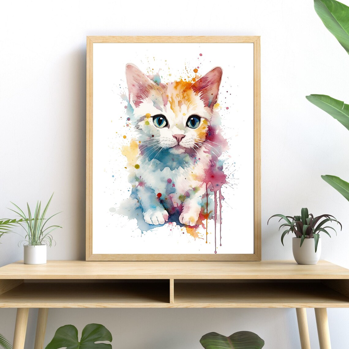 Kitten Watercolor Modern Cat Decor, Art Print