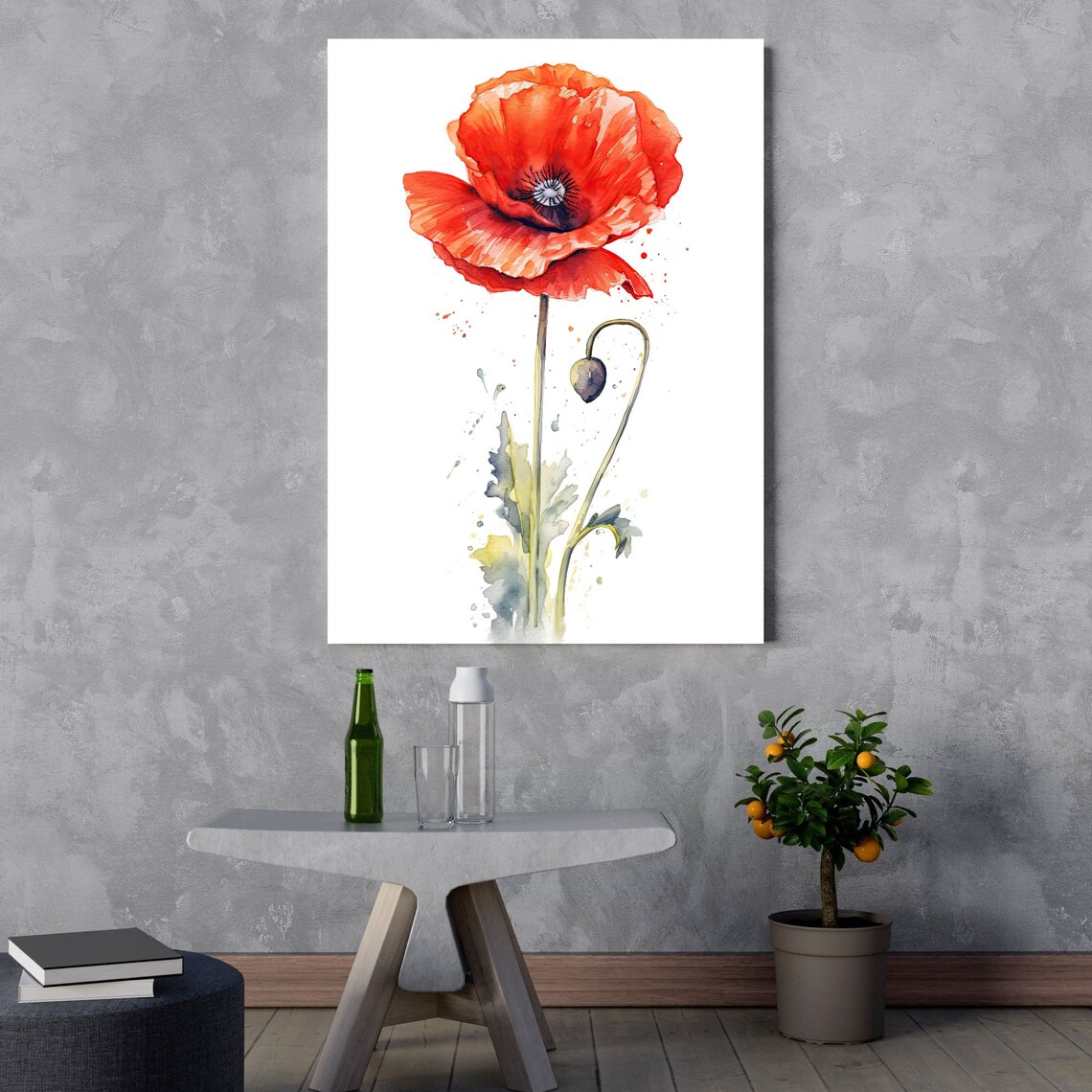Poppy Flower Watercolor Art Print, Floral Decor - Image 3