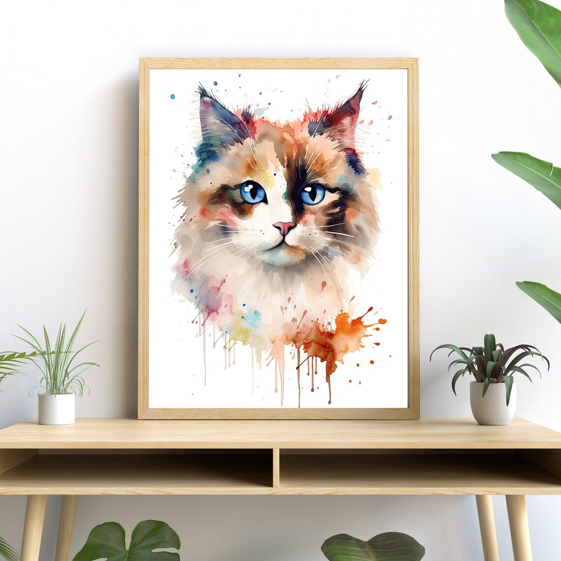 Ragdoll Cat Watercolor, Modern Pet Wall Decor