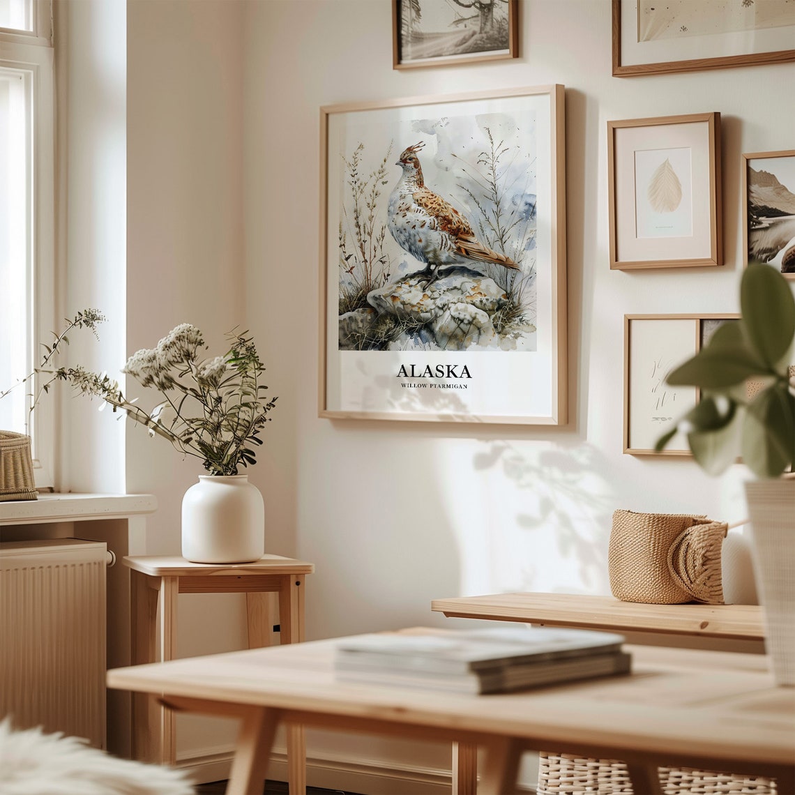 Arctic Alaska Willow Ptarmigan Watercolor Bird Illustration Poster - Image 2