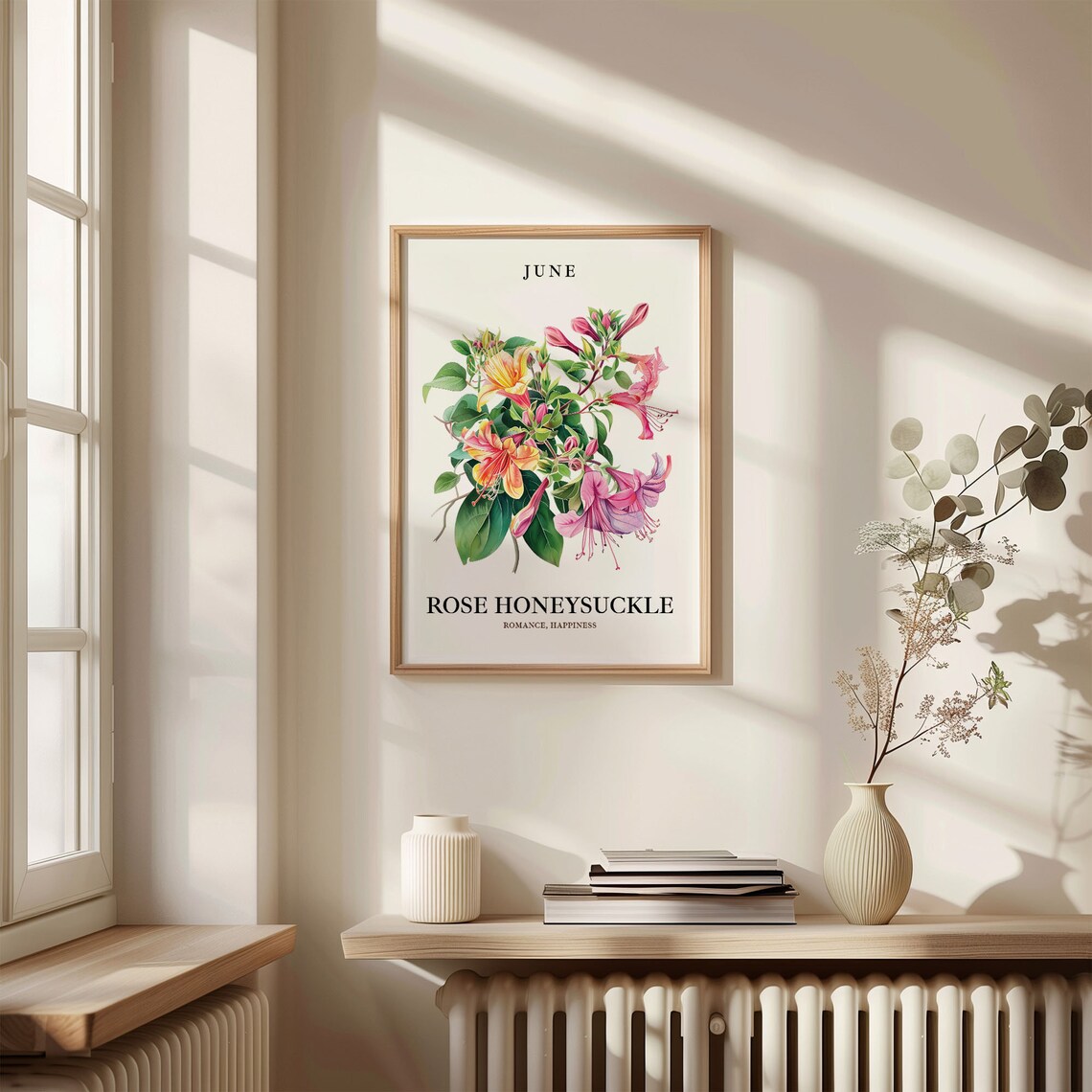 June Flower Market Rose Honeysuckle Art Print - Image 3