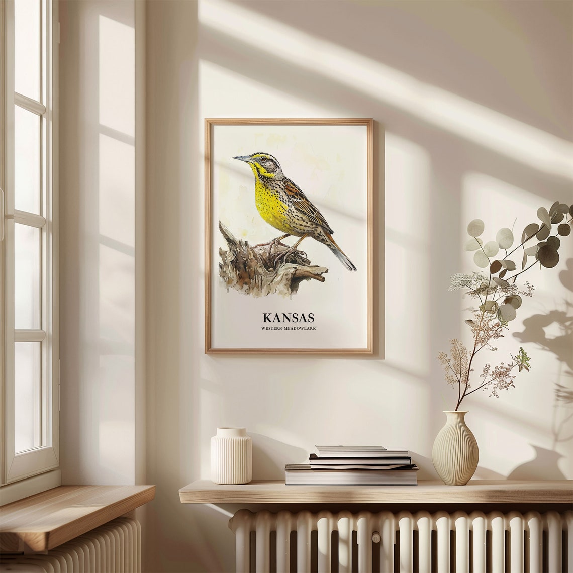 Kansas Western Meadowlark Songbird Watercolor Bird Art Poster - Image 3