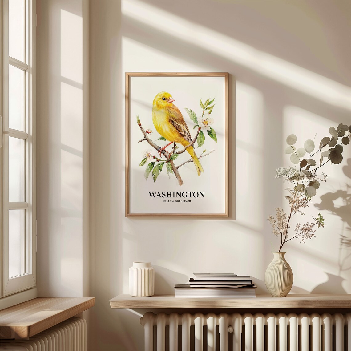 Washington Willow Goldfinch Watercolor Bird Illustration Poster - Image 3
