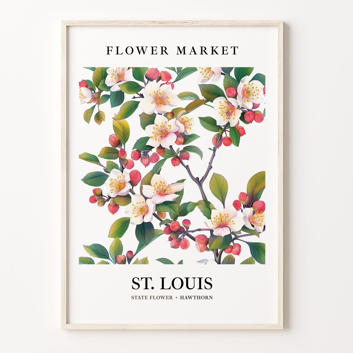 St Louis Missouri Flower Market Art Print, Botanical Pastel