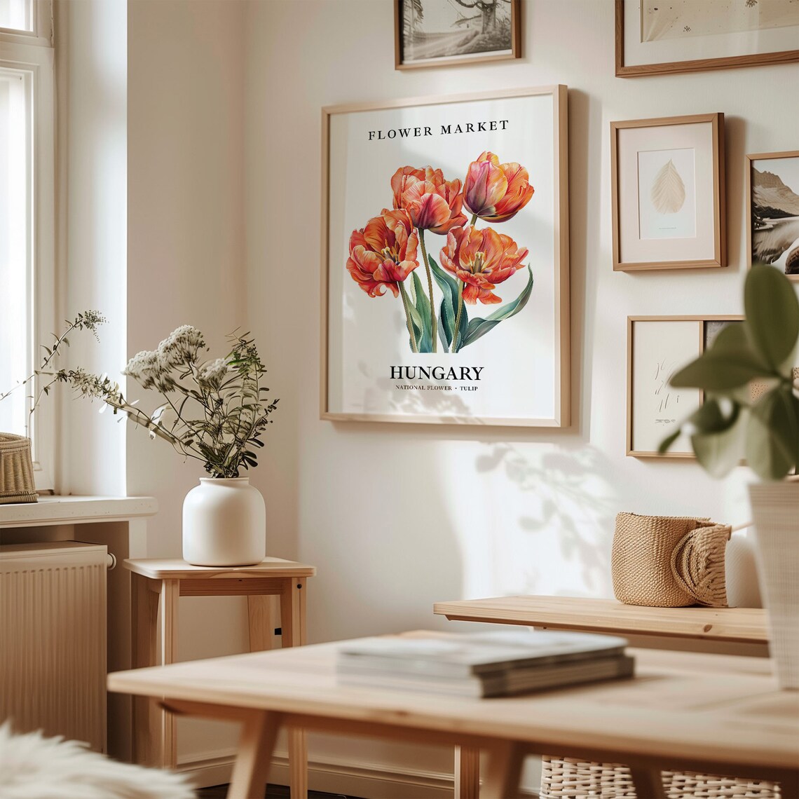 Hungary National Flower Art Print, 1960s Tulip Botanical - Image 2