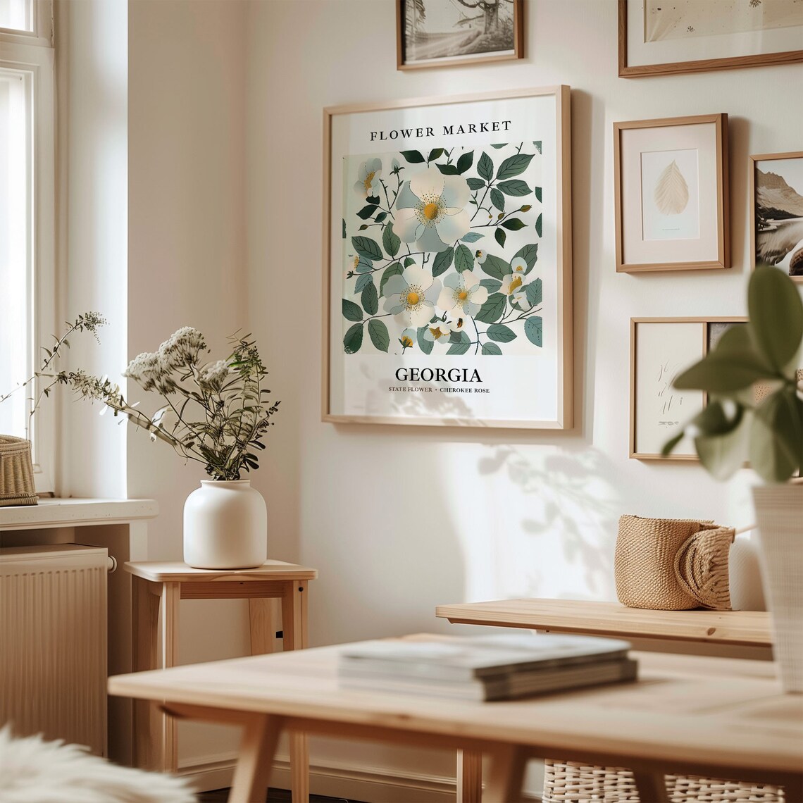 Georgia Cherokee Rose 1960s Botanical Art Print - Image 2