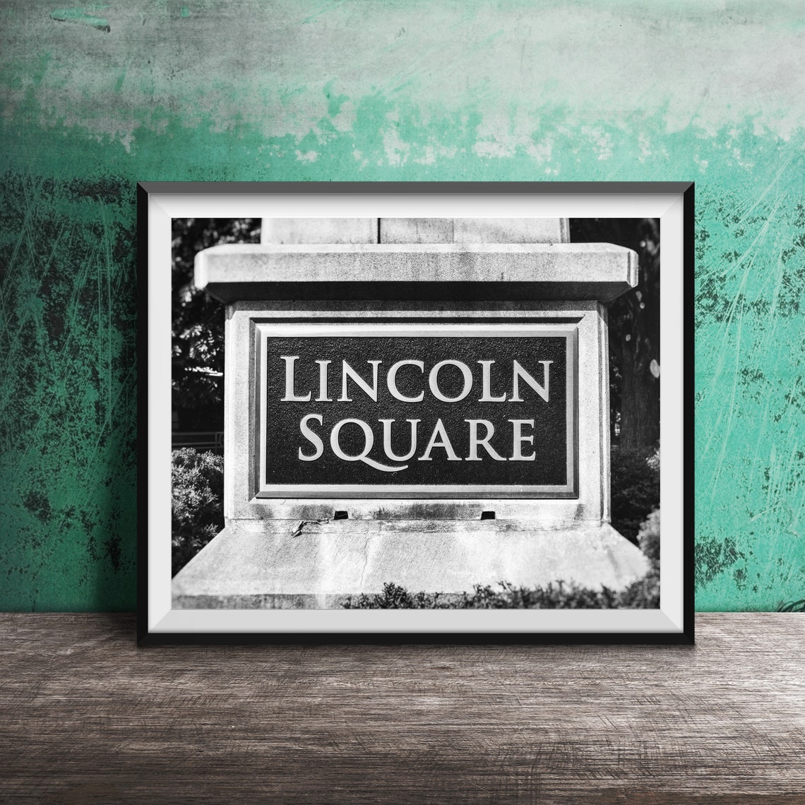 Lincoln Square Stone Monument Bronze Plaque Photography Poster - Image 2