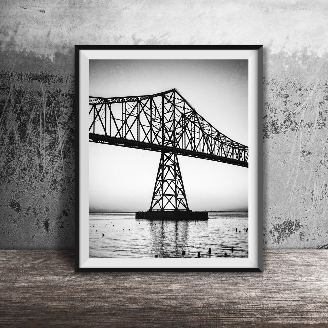 Astoria Bridge Oregon Sunset River Silhouette Photography Poster - Image 2