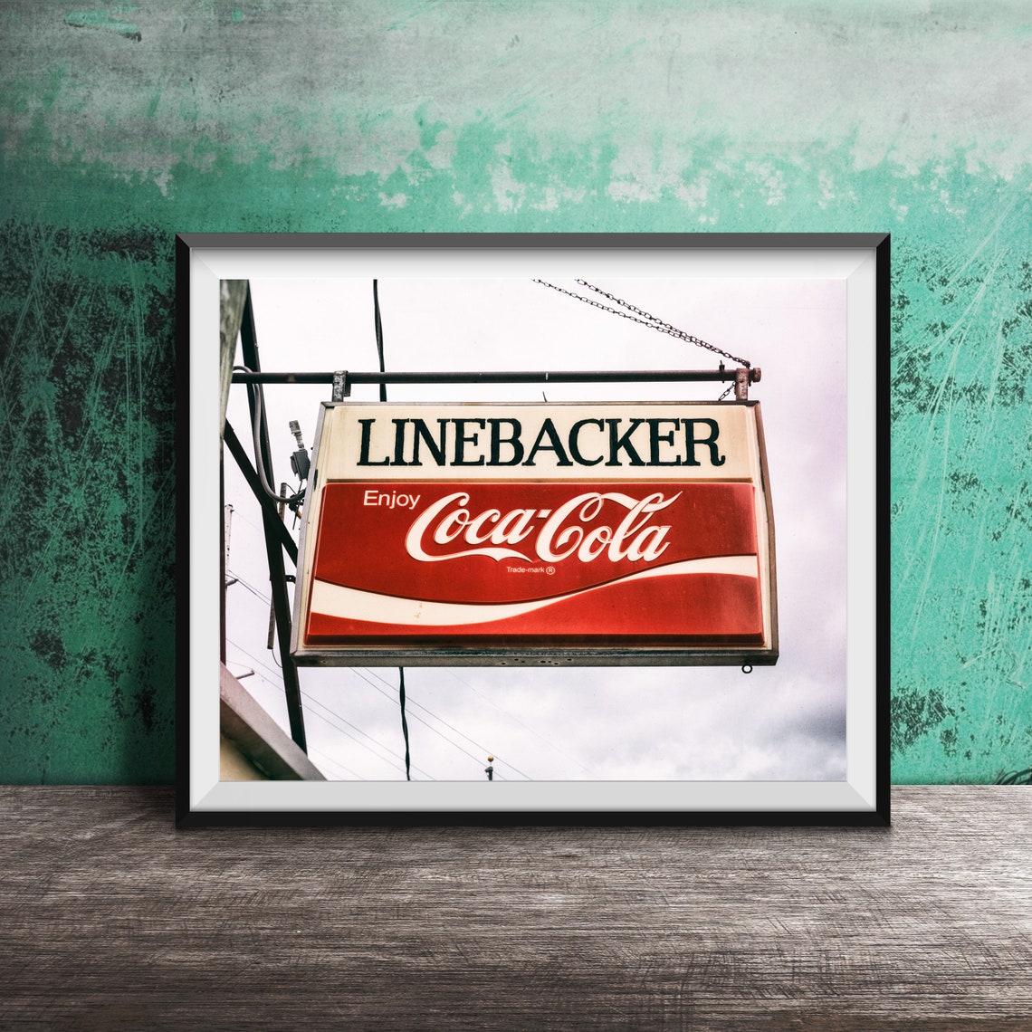 Linebacker Inn Retro Coca-Cola Hanging Bar Sign South Bend Poster