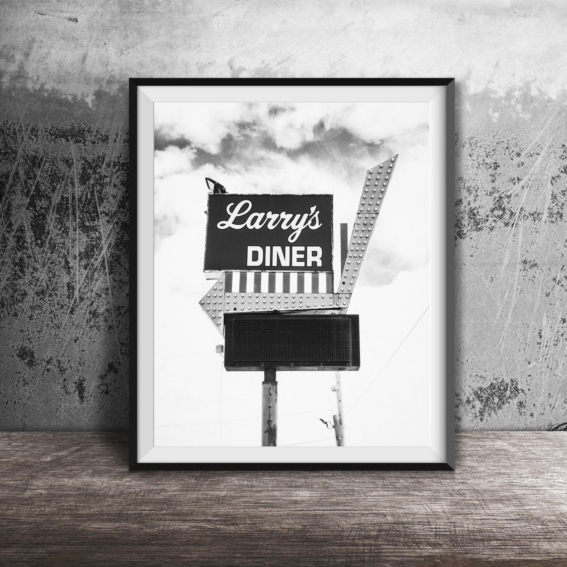 Larry's Diner Retro Yellow Bulb Arrow Marquee Sign Diner Poster - Image 2