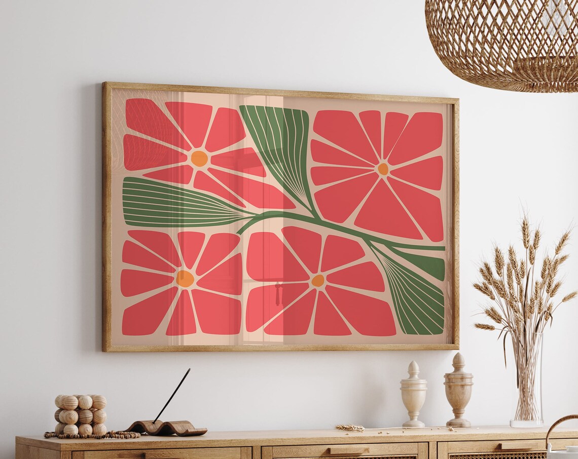 Horizontal Botanical Minimalist Boho Art Print