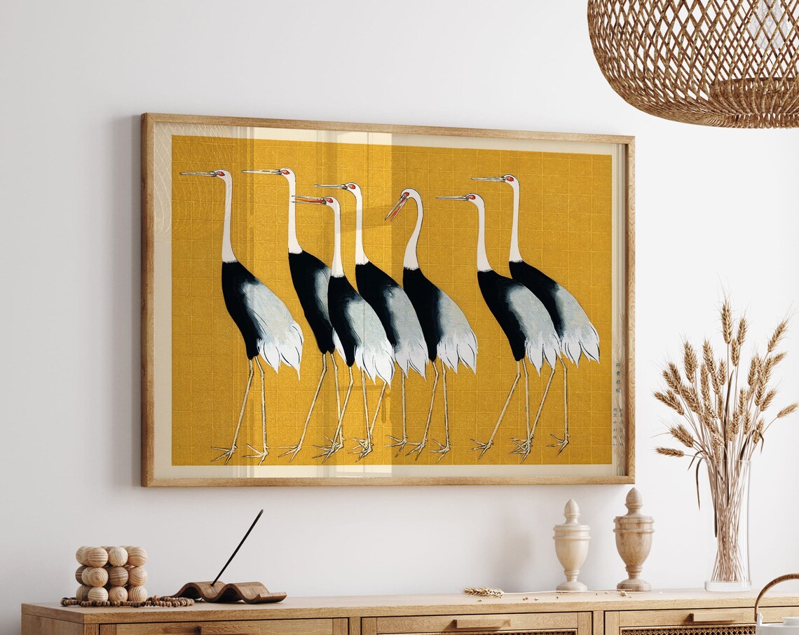 Yellow Crane by Ogata Korin, Vintage Exhibition Poster