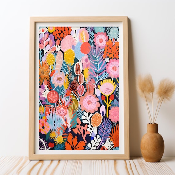 Australian Bush Blooms Art Print, Boho Botanical