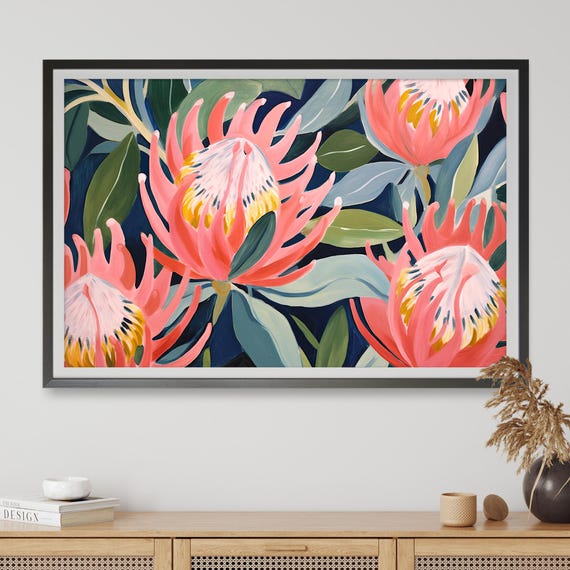 Australian Proteas Paradise Abstract Art Print