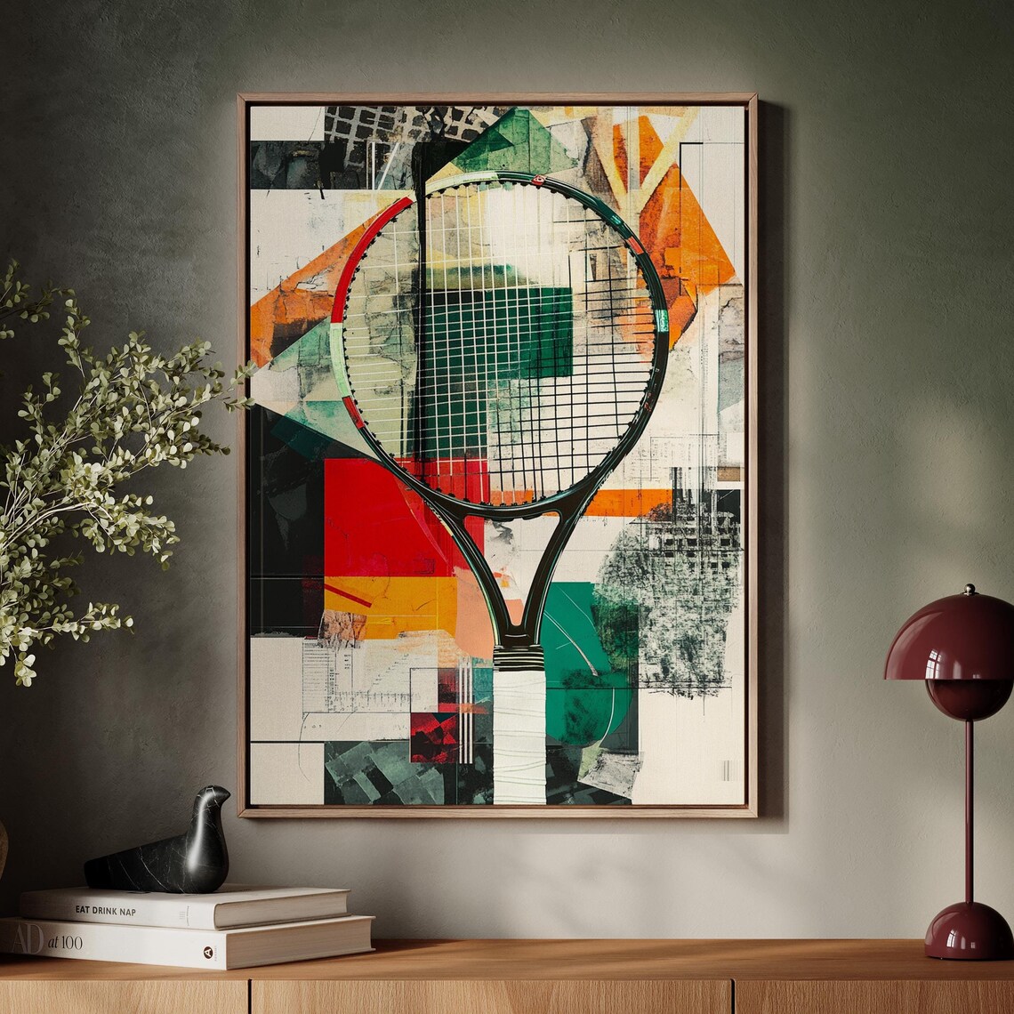 Abstract Tennis Racket, Modern Sports Inspired Art Print