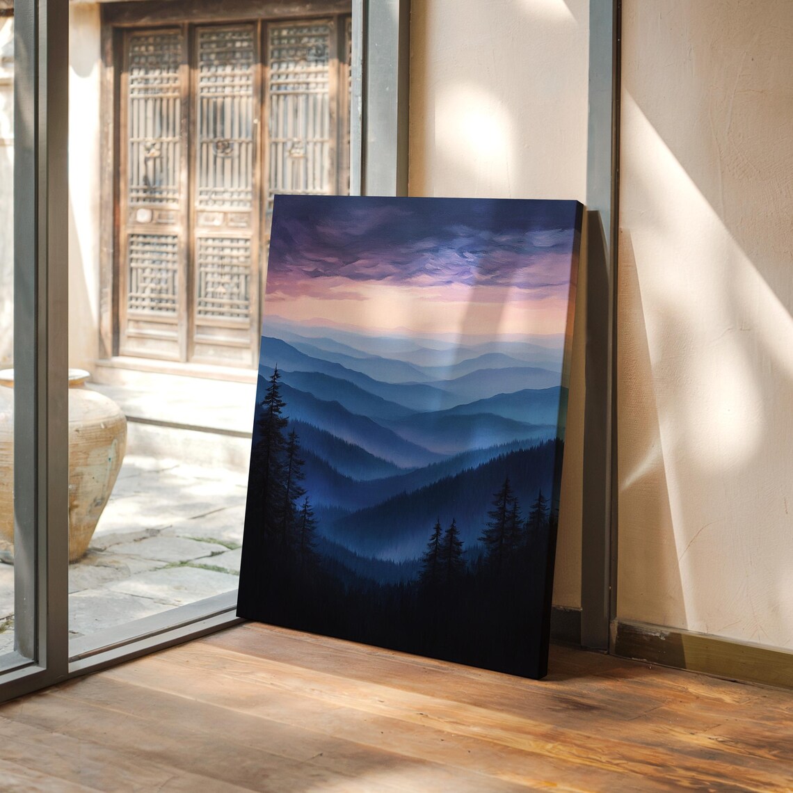 Misty Blue Ridge Mountain Art Print, Layered Landscape
