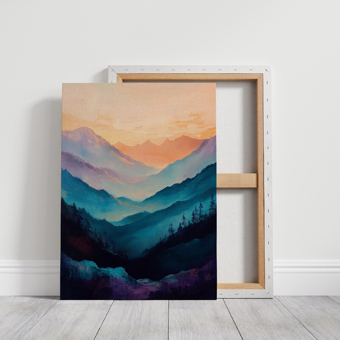 Serene Sunset Over Misty Mountains, Nature Scene