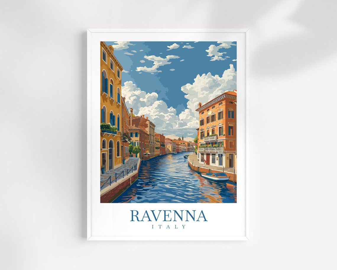 Ravenna Italy Historic Canal and Colorful Waterfront Art Print
