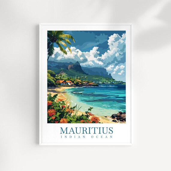 Mauritius Travel Print Wall Art East Africa Wall Hanging Home Dcor Mauritius Gift Art Lovers Wall Art Mauritius Travel Print