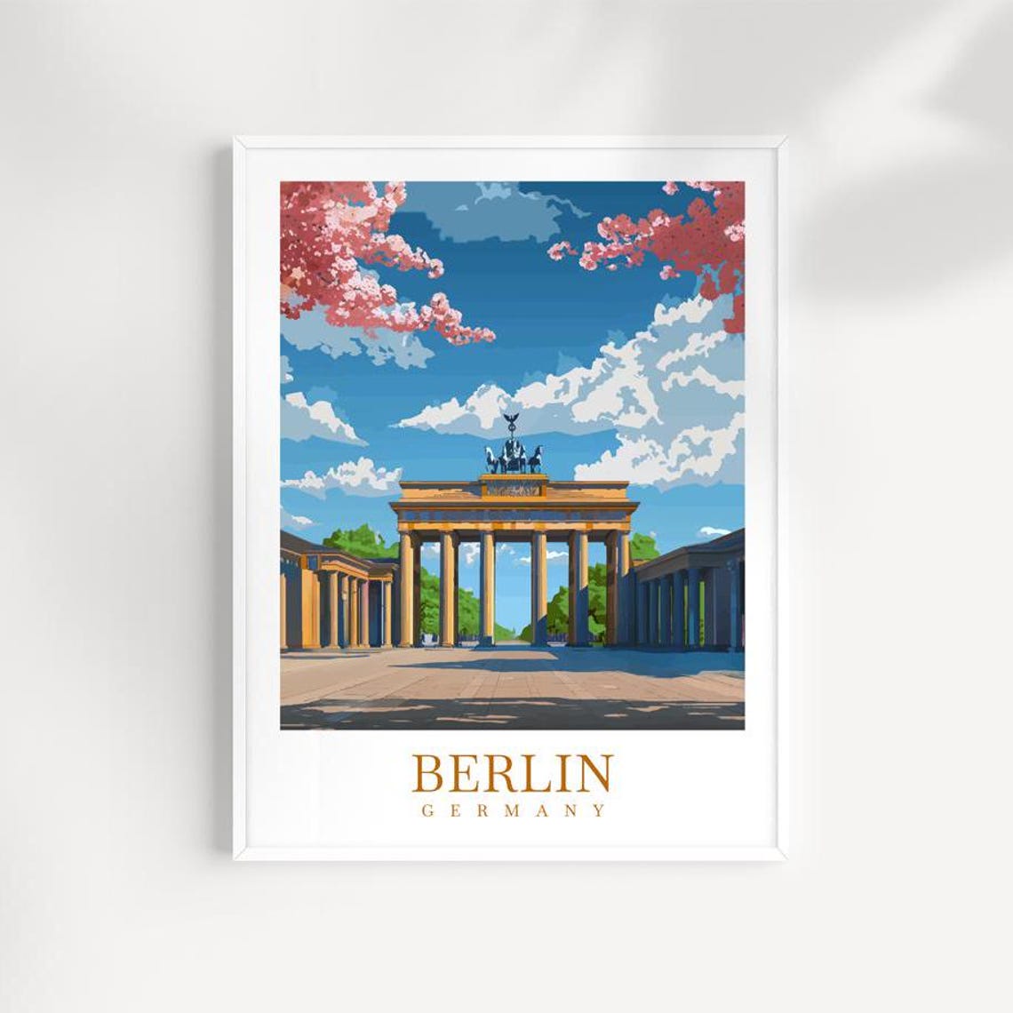 Berlin Germany Brandenburg Gate Spring Blossoms Framed Poster