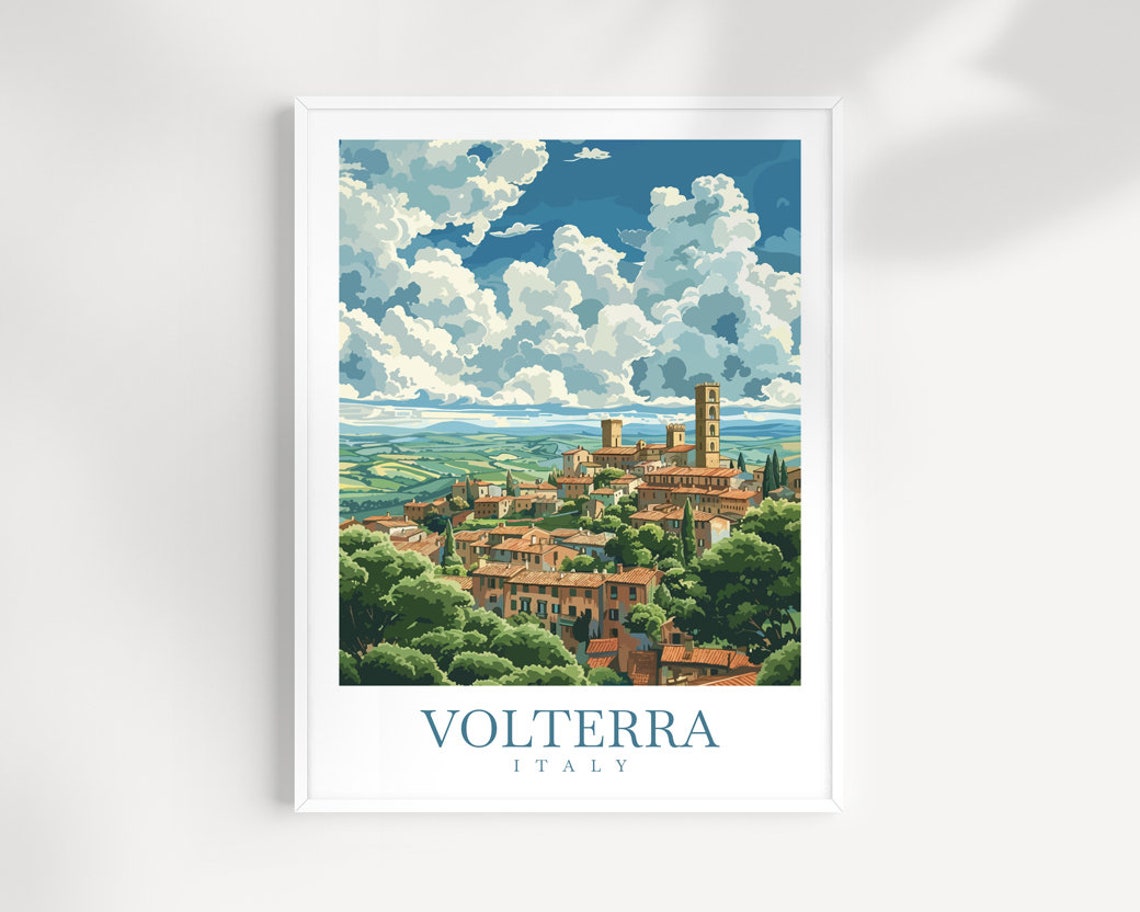 Volterra Italy Tuscan Hill Town Bell Tower Valley View Poster
