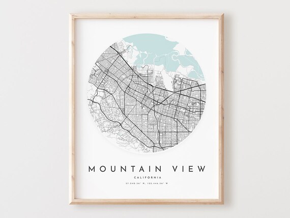 Mountain View Map Print City Street Art