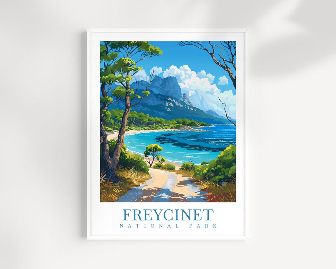 Freycinet National Park Tasmania Secluded Beach Cove Travel Poster