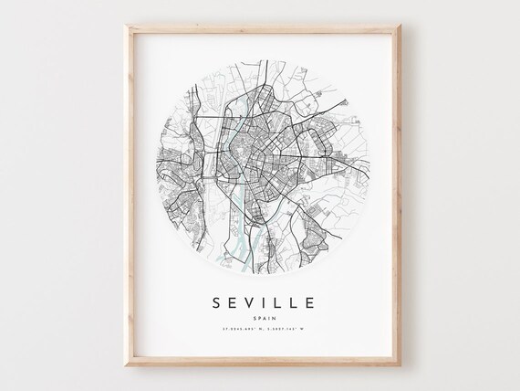 Seville Map Art Print Modern City Street Poster