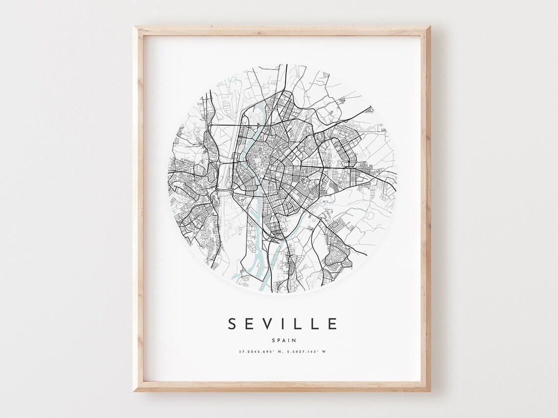 Seville Map Art Print Modern City Street Poster